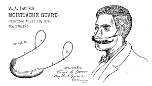 a drawing of a person with a mustache and mustache guard