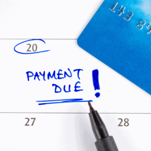 A calendar with the words payment due