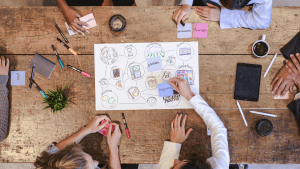 image of team working at a desk