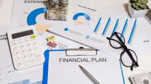 image of desk full of business papers